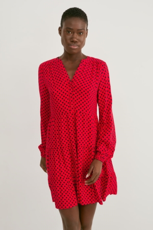 C&A A-line Polka Dot Kleider Damen Rot | UIMEJ-5137