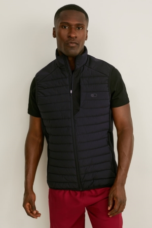 C&A Active Gesteppt Gilet Jacke Herren Schwarz | NAYTP-1529