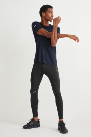 C&A Active Leggings Hosen Herren Schwarz | WEIYU-1764