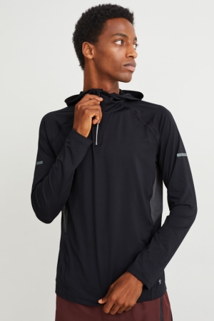 C&A Active Mit Kapuze Oberteile Herren Schwarz | SGKDP-0743