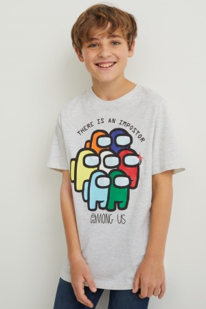 C&A Among Us Sleeve T-shirts Jungen Hellgrau | JAETX-2640