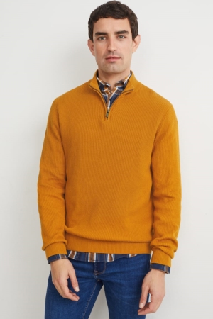 C&A And Regular Fit Button-down Collar Hemd Herren Orange Blau | FWMOA-7203