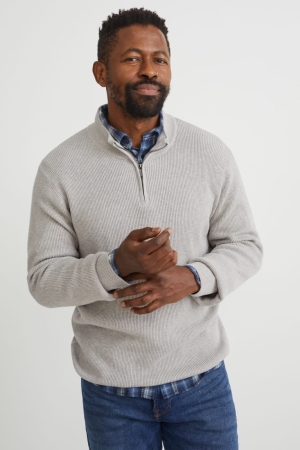 C&A And Regular Fit Button-down Collar Hemd Herren Blau Grau | JFDUV-8315