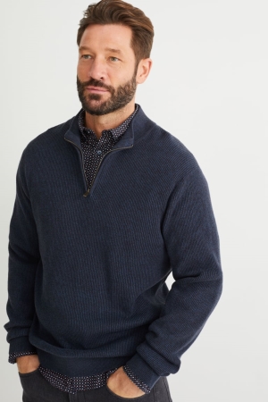 C&A And Regular Fit Button-down Collar Hemd Herren Dunkelblau | ZISXY-4583