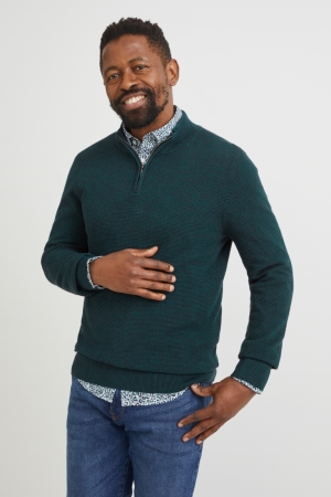 C&A And Regular Fit Button-down Collar Jumper Herren Grün | KTPAE-7516