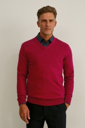 C&A And Regular Fit Easy-iron Hemd Herren Rot Dunkelblau | UMPSN-2356