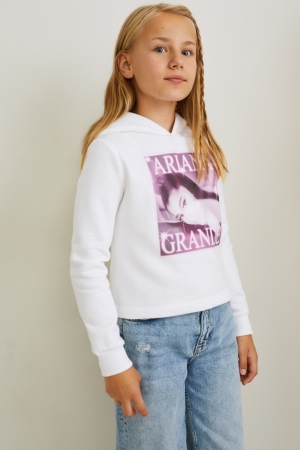 C&A Ariana Grande Hoodie Mädchen Weiß | OPHWR-0789