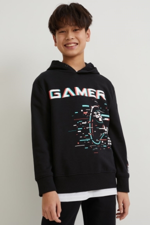 C&A Augmented Reality Motif Hoodie Mädchen Schwarz | BCVAO-2978