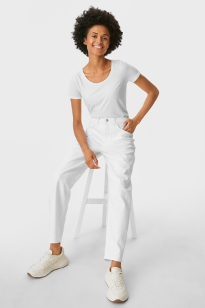 C&A Balloon High Taille Jeans Damen Weiß | ECZVA-3019
