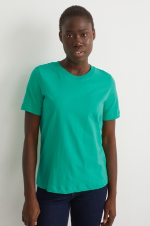C&A BasicOrganic Baumwoll T-shirts Damen Grün | FJBYZ-2435