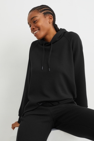 C&A Basic Hoodie Damen Schwarz | BQVRX-5601
