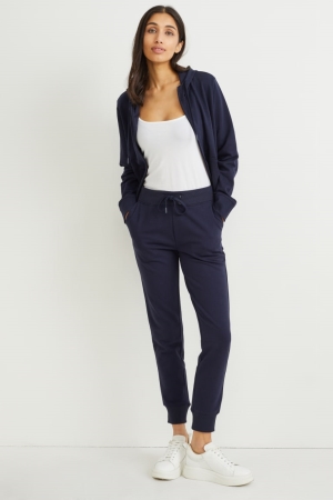 C&A Basic Joggers Organic Baumwoll Hosen Damen Dunkelblau | JUGFI-9513