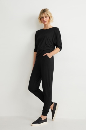 C&A Basic Joggers With Lenzing™ Ecovero™ Hosen Damen Schwarz | AEPLB-7926