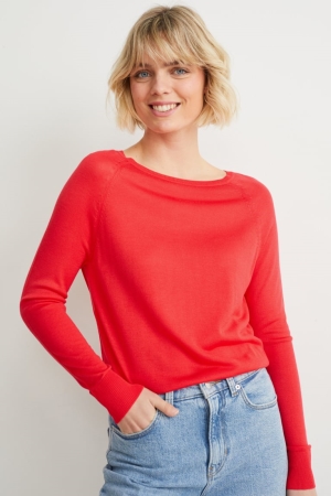 C&A Basic Lenzing™ Ecovero™ Jumper Damen Rot | WLYNR-6028