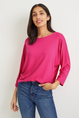 C&A Basic Long Sleeve With Lenzing™ Ecovero™ Oberteile Damen Rosa | DKZUN-2619