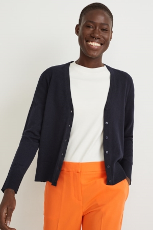 C&A Basic Strickjacke Damen Dunkelblau | OEYJB-7413
