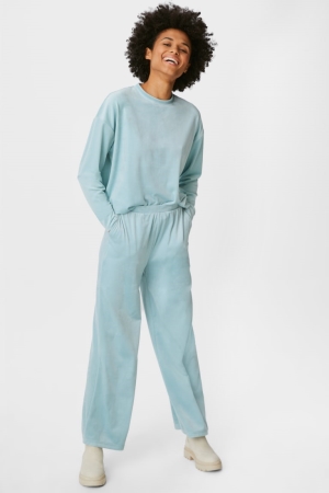 C&A Basic Velvet Recycled Hosen Damen Mintfarben Grün | CBRKW-3021