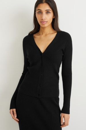 C&A Basic With Lenzing™ Ecovero™ Strickjacke Damen Schwarz | JKLZF-1980