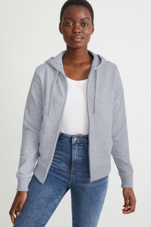 C&A Basic Zip-through With Hood With Organic Baumwoll Sweatshirts Damen Hellgrau | JOXEY-7568