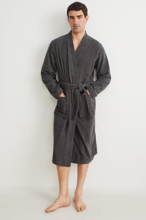 C&A Bathrobe Organic Baumwoll Unterwäsche Herren Grau | RMCTW-2538