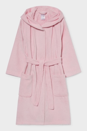 C&A Bathrobe With Hood Organic Baumwoll Unterwäsche Mädchen Rosa | SIRJK-9815