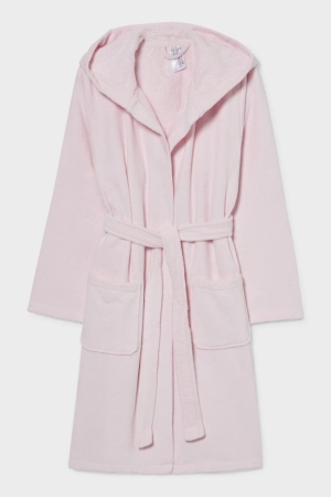 C&A Bathrobe With Hood Organic Baumwoll Bademode Mädchen Rosa | YQPND-4278