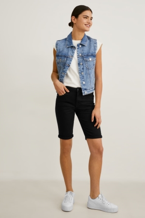 C&A Bermuda Malia Hosen Damen Schwarz | LMWZX-6190