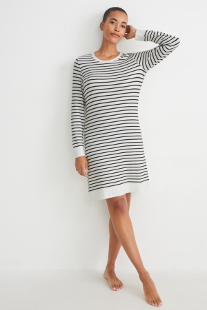 C&A BigGestreift Nachtwäsche Damen Schwarz Beige | ITBKR-8530