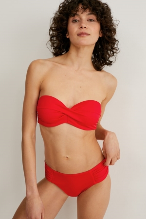 C&A Bikini Bottoms Mid Rise Bademode Damen Rot | GHBAW-6179