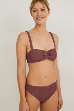 C&A Bikini Bottoms Mid-rise Lycra® Xtra Life™ Bademode Damen Bordeaux | YOGZC-1503