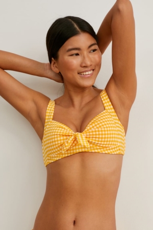 C&A Bikini Gepolstert Lycra® Xtra Life™ Check Bademode Damen Gelb | XHZON-7419
