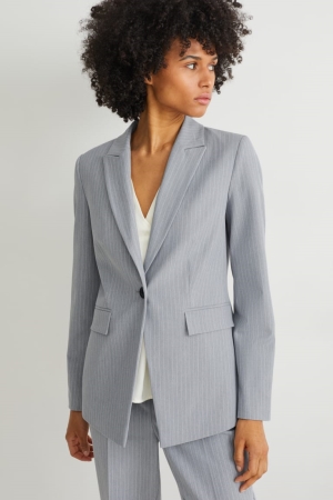 C&A Business Blazer- Regular Fit 4 Way Stretch Jacke Damen Hellgrau | DTREB-6390