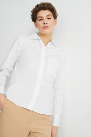 C&A Business Bluse Damen Weiß | VNMFJ-4620
