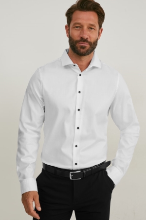 C&A Business Body Fit Cutaway Collar Organic Baumwoll Lycra® Hemd Herren Weiß | UYFLT-3678