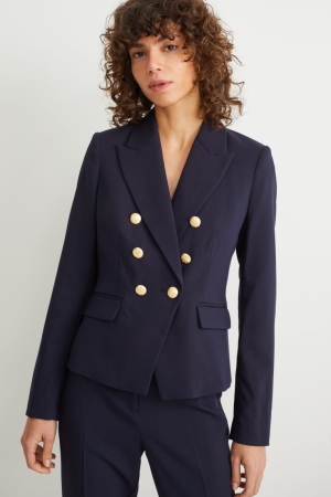 C&A Business Fitted Recycled Jacke Damen Dunkelblau | YDRSZ-2160