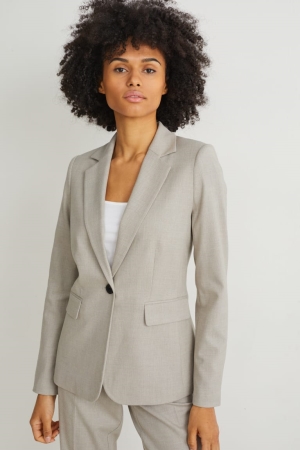 C&A Business Fitted With Recycled Polyester Blazer Damen Hellgrau | YVJKE-0754