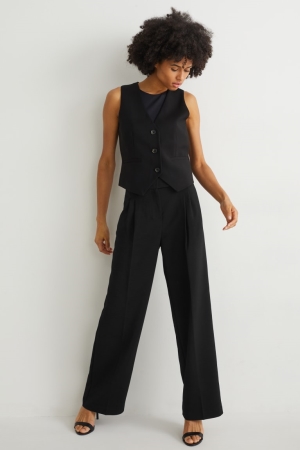 C&A Business High Taille Weite Leg Hosen Damen Schwarz | KUDPQ-1084