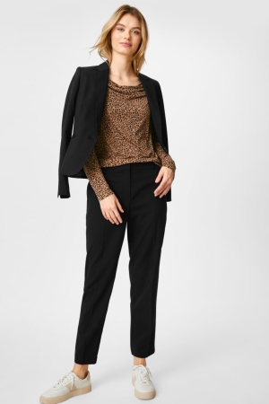 C&A Business Klassische Slim Fit Recycled Hosen Damen Schwarz | RFADW-1806