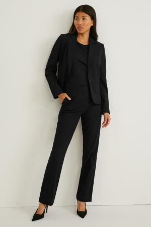 C&A Business Mid-rise Taille Gerade Fit Hosen Damen Schwarz | NQBVW-6340