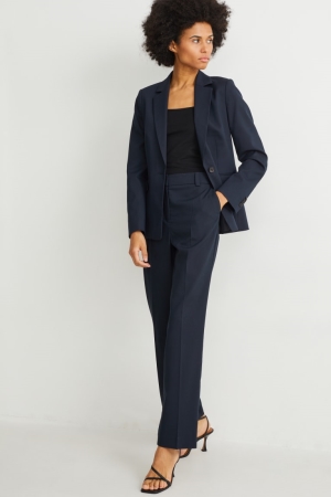 C&A Business Mid-rise Taille Gerade Fit Recycled Hosen Damen Dunkelblau | TNJOE-1364