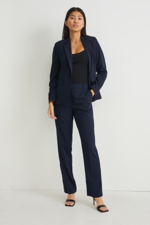 C&A Business Mid-rise Taille Regular Fit Recycled Hosen Damen Dunkelblau | OKWHL-1587