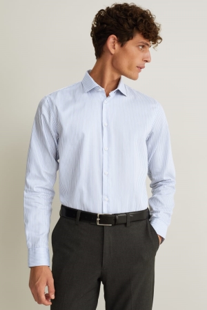 C&A Business Regular Fit Cutaway Collar Easy-iron Hemd Herren Hellblau | KSIJB-7456