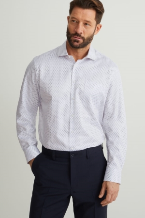 C&A Business Regular Fit Cutaway Collar Easy-iron Hemd Herren Weiß | WIUHR-8641