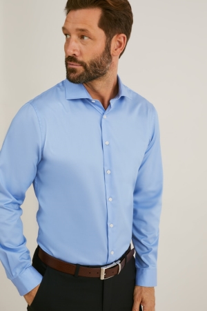 C&A Business Regular Fit Cutaway Collar Easy-iron Hemd Herren Hellblau | YALHT-3940