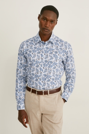 C&A Business Regular Fit Kent Collar Easy-iron Recycled Hemd Herren Hellblau | OMSWT-2568