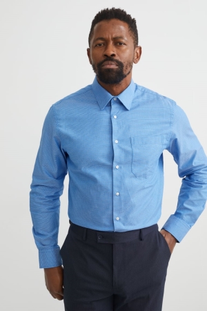 C&A Business Regular Fit Kent Collar Easy-iron Hemd Herren Blau | TUJCW-4271