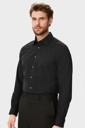 C&A Business Regular Fit Kent Collar Easy-iron Hemd Herren Schwarz | VSUNC-2598