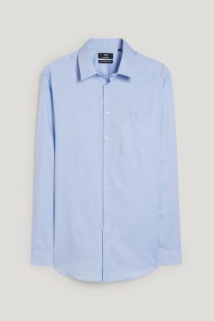 C&A Business Regular Fit Kent Collar Easy-iron Hemd Herren Hellblau | WOZDB-8203