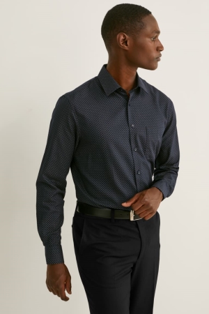 C&A Business Regular Fit Kent Collar Easy-iron Recycled Hemd Herren Dunkelgrau | WTLAG-4619