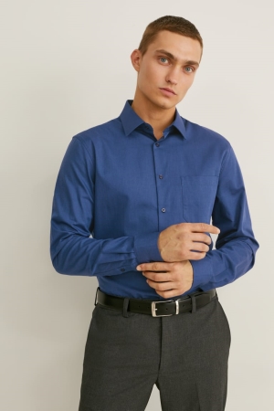 C&A Business Regular Fit Kent Collar Extra-long Sleeve s Hemd Herren Dunkelblau | BOSDJ-6835